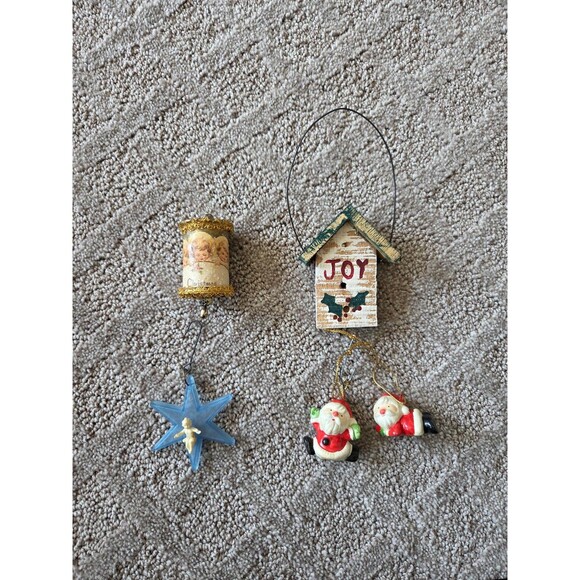 Lot of 5 Eclectic Vintage-Inspired Christmas Ornaments – Joy, Angels & Santas - Picture 1 of 3